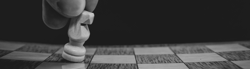 Mano che tiene un cavallo degli scacchi su scacchiera in legno, simbolo di decisione consapevole prima di investire in criptovalute